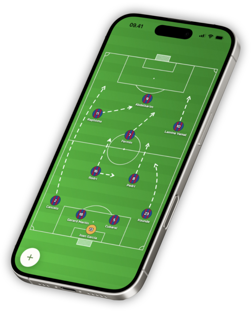 Tactics board in the Onside Training app on an iPhone